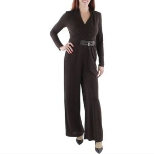 Lauren Ralph Lauren Women's Brown Matte Jersey Wide Leg Jumpsuit Size XXL NWT